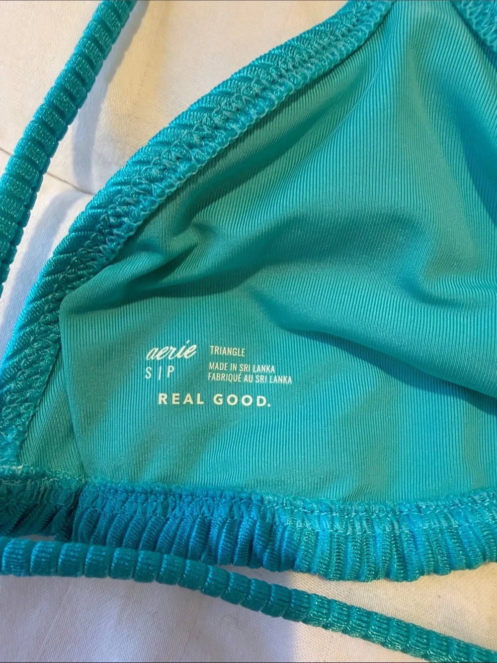 aerie Teal Ribbed Triangle Bikini Set